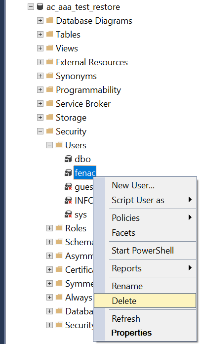 DeleteUserInDatabase